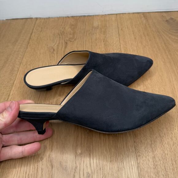 NEW Jenni Kayne Black Oiled Leather Kitten Heel Mule Pointed Toe Size 36 (US 6) - Picture 2 of 13